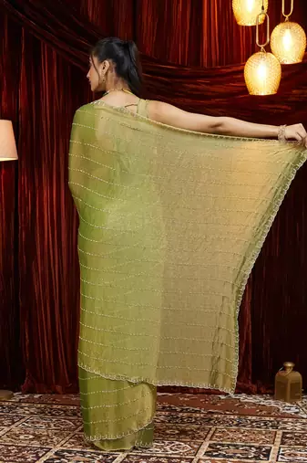 embellished beads and stones saree with blouse 