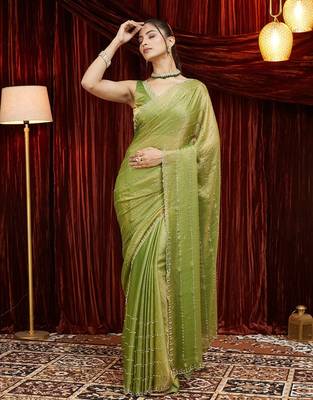 embellished beads and stones saree with blouse  6
