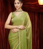 embellished beads and stones saree with blouse 