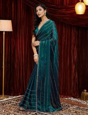 embellished embroidered saree with blouse  4