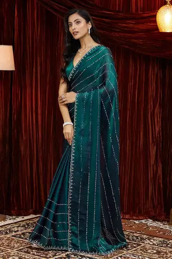 embellished embroidered saree with blouse 
