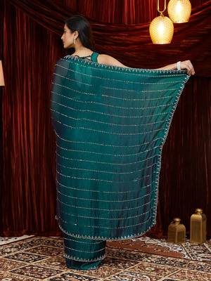 embellished embroidered saree with blouse  5