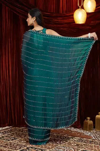 embellished embroidered saree with blouse 