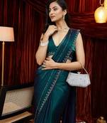 embellished embroidered saree with blouse 