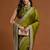 women's olive green embroidered silk blend sarees with blouse 