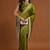women's olive green embroidered silk blend sarees with blouse 