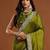 women's olive green embroidered silk blend sarees with blouse 