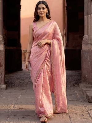 beads and stones silk blend saree with blouse with blouse  2