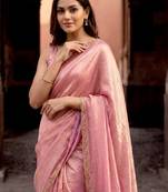beads and stones silk blend saree with blouse with blouse 