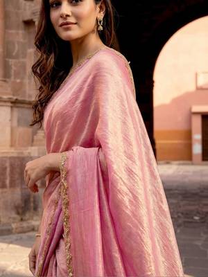 beads and stones silk blend saree with blouse with blouse  5