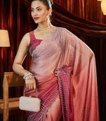 Ombre Beads and Stones Silk Blend Saree with blouse