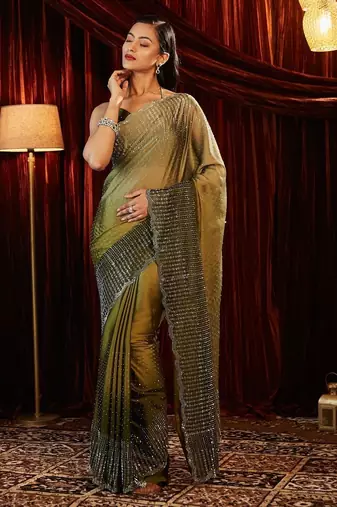 Ombre Beads and Stones Saree with blouse