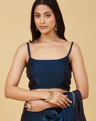 embellished sequinned satin heavy work saree with blouse with blouse  7