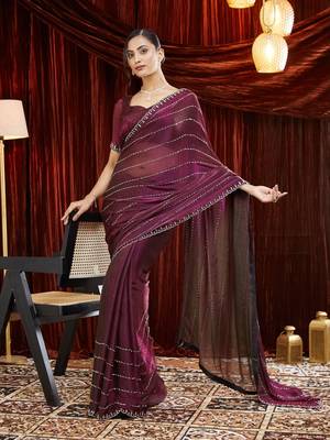 Embellished Beads and Stones Saree with blouse  2