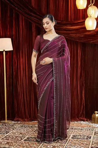 Embellished Beads and Stones Saree with blouse 