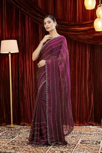Embellished Beads and Stones Saree with blouse 
