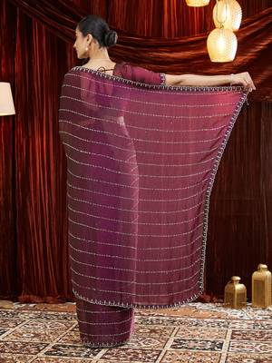 Embellished Beads and Stones Saree with blouse  5