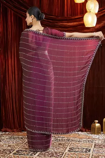 Embellished Beads and Stones Saree with blouse 