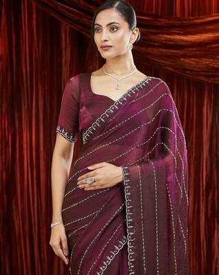 Embellished Beads and Stones Saree with blouse  1