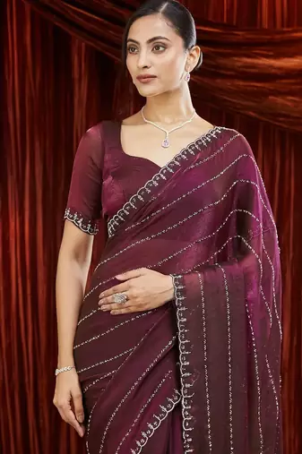 Embellished Beads and Stones Saree with blouse 