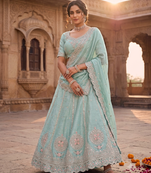 Sky Blue silk blend designer festival lehenga choli