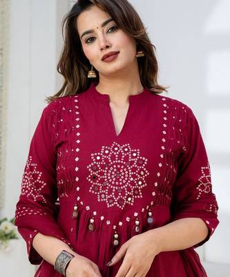 Cotton anarkali printed kurti-pant-dupatta set 4