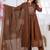 Cotton anarkali printed kurti-pant-dupatta set