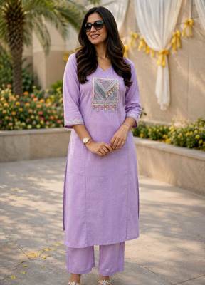 Cotton cambric straight kurti-pant set 1