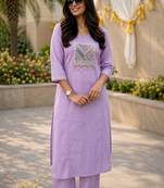 Cotton cambric straight kurti-pant set