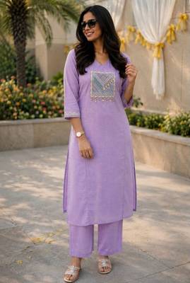 Cotton cambric straight kurti-pant set 2