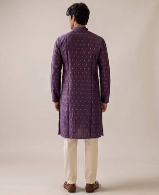    Men's Purple Kurta with Diamond Motif Print 2