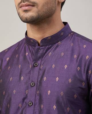    Men's Purple Kurta with Diamond Motif Print 3