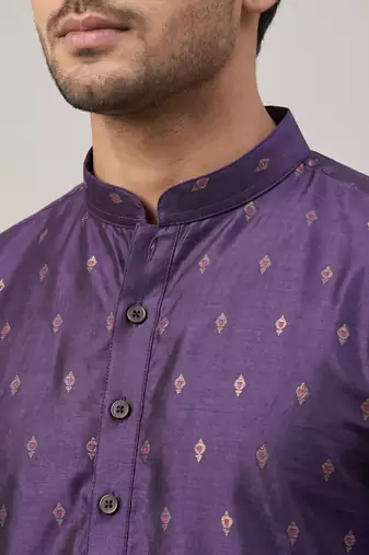    Men's Purple Kurta with Diamond Motif Print