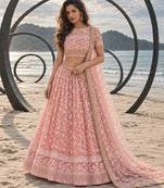 WORK GAJRI PINK THREAD WITH ZARI AND SEQUINCE WORK FESTIVE LEHENGA CHOLI SET FOR WOMEN'S
