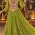 Parrot green georgette with multi thread embroidered and real mirror work navratri gown