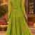 Parrot green georgette with multi thread embroidered and real mirror work navratri gown