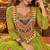 Parrot green georgette with multi thread embroidered and real mirror work navratri gown