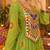 Parrot green georgette with multi thread embroidered and real mirror work navratri gown
