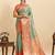 Pista green jari work silk blend saree with blouse
