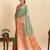 Pista green jari work silk blend saree with blouse