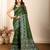 Mehendi meena kari work pure silk saree with blouse