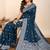 Navy blue meena kari work pure silk saree with blouse