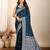 Navy blue meena kari work pure silk saree with blouse