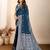 Navy blue meena kari work pure silk saree with blouse
