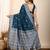 Navy blue meena kari work pure silk saree with blouse