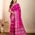 Rani pink meena kari work pure silk saree with blouse
