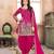 pink taffeta embroidery & mirror work semi stitched suit