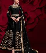 purple georgette embroidered & stone semi stitched suit