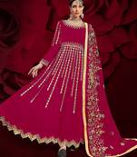 pink georgette embroidered & stone semi stitched suit