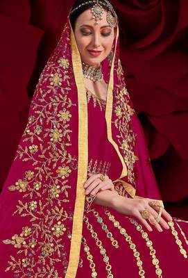 pink georgette embroidered & stone semi stitched suit 2